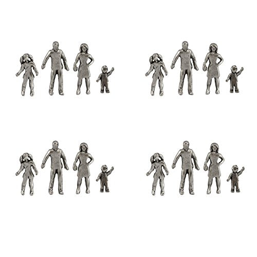Family of 4 Push Pins (10 Pc Set) | Decorative Silver Figure Thumb Tacks Memory Board Mom Dad Kids Gift