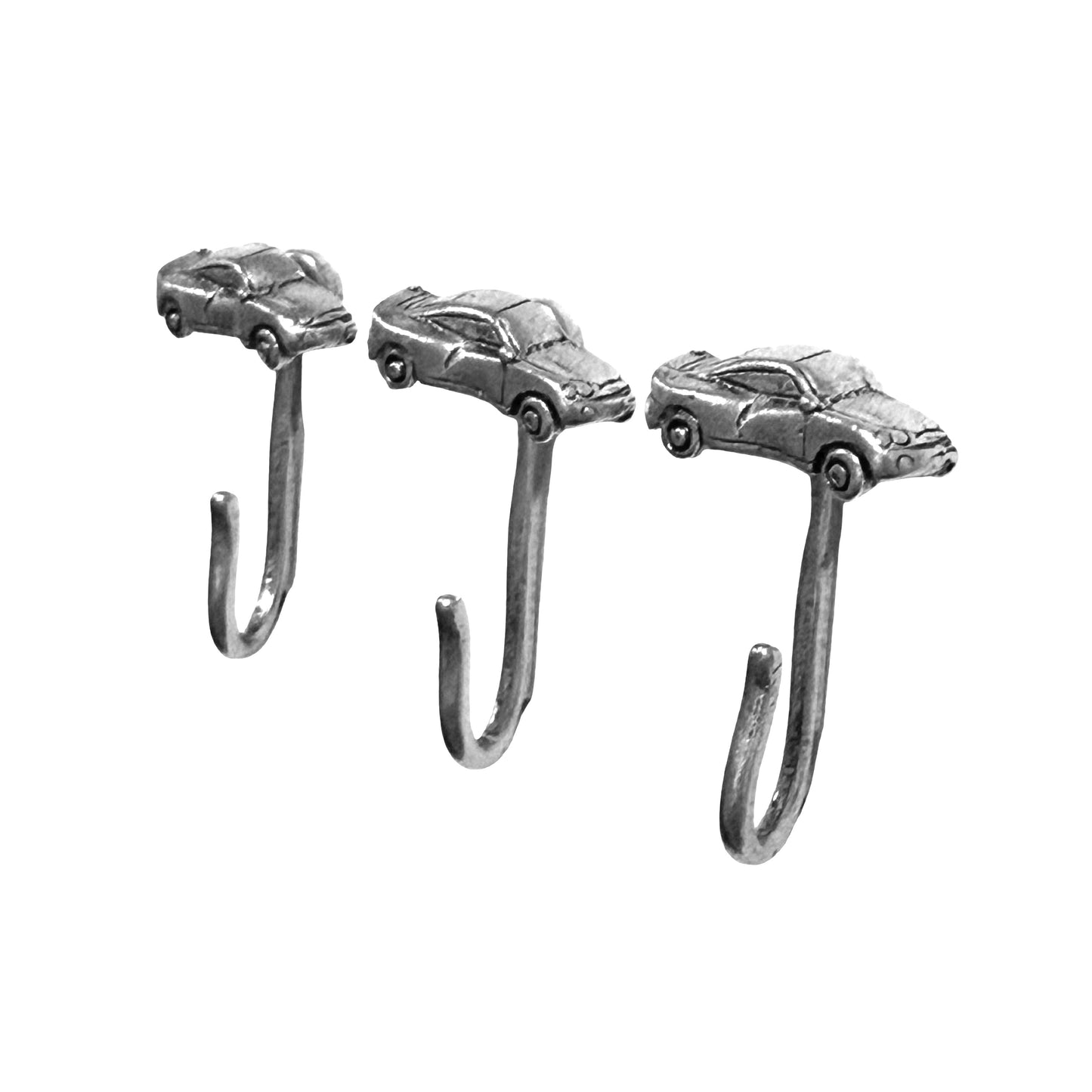 Car Push Pin Hooks, Small Metal Wall Hooks with Push Pins for Keys, Jewelry, Pictures, Mini Hooks for Bulletin Boards, Set of 3