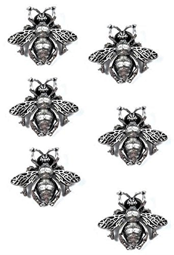 Decorative Bee Magnets, Antique Silver, 6pc Set