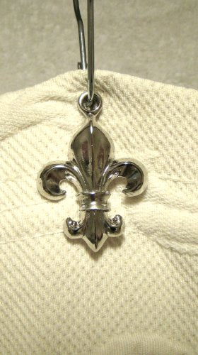 SB 170SC Fleur De Lis Shower Curtain Hook Add-on - Shiny Chrome Electroplate Finish -12pcs Free Standard Silver Shower Curtain Hooks with Purchase