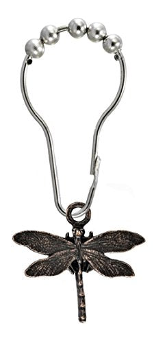 Dragonfly Shower Hook Add-Ons, 12pc Set, Includes set of Chrome Roller Hooks