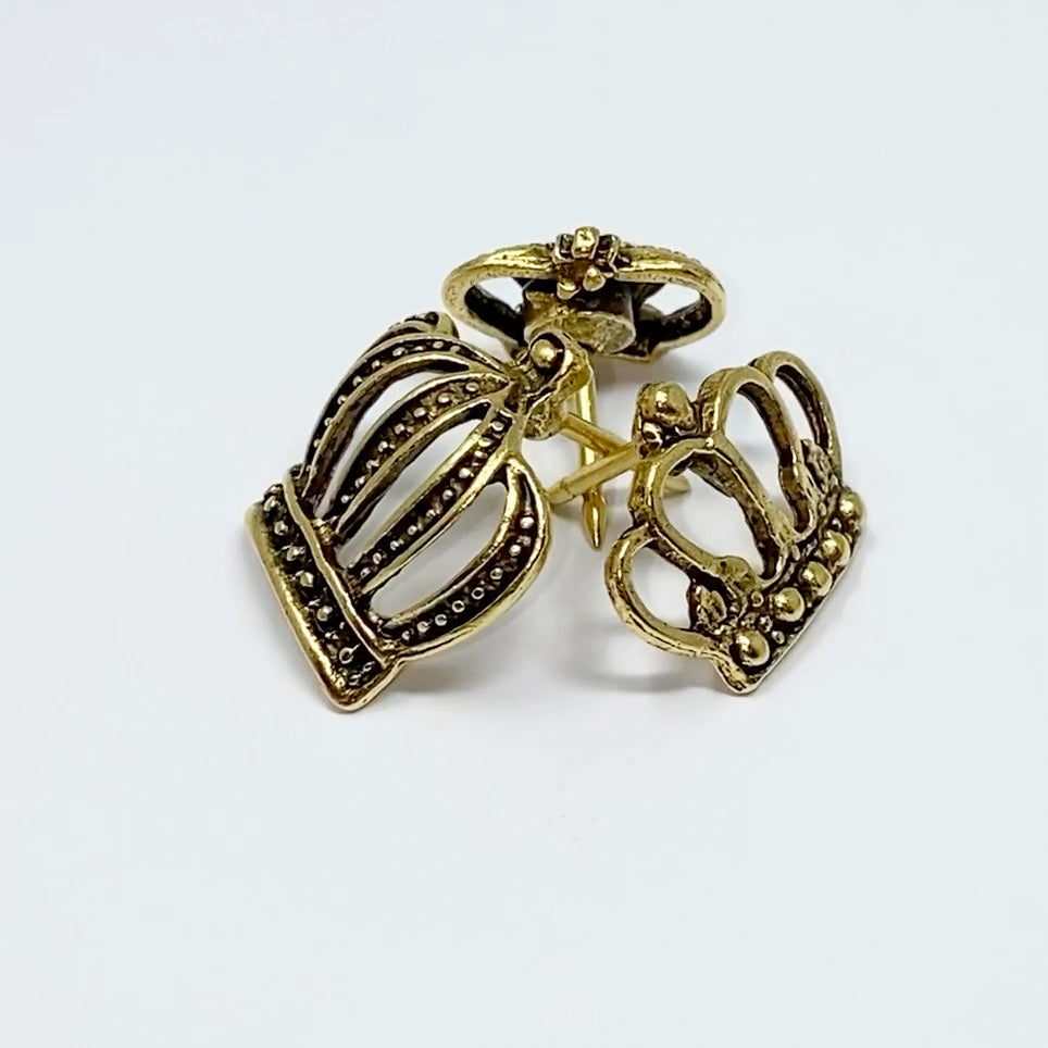 Crown Push Pins, Available in Silver or Gold , 3 Styles, Handmade Solid Metal