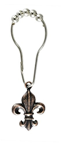 SA170BRZ Fleur De Lis Shower Curtain Hook Add-on - Oil Rubbed Bronze Finish - 12pcs Free Standard Silver Shower Curtain Hooks with Purchase