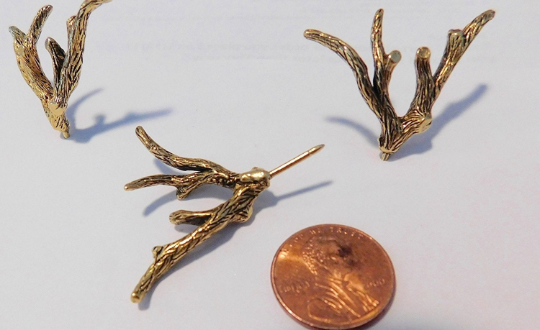 Antler Push Pins, Decorative Push Pins, Unique Gold Push Pins, 9 Piece Metal Push Pin Set