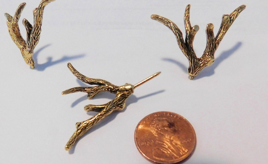 Antler Push Pins, Decorative Push Pins, Unique Gold Push Pins, 9 Piece Metal Push Pin Set