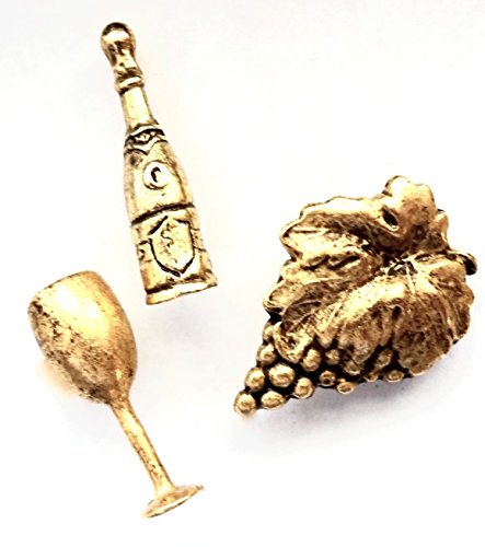 Wine Lovers Push Pins, Decorative Push Pins, Unique Gold Push Pins, 15 Piece Metal Push Pin Set